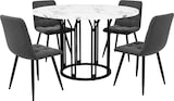thumbnail of Essgruppe Esstisch Set 5 teilig Schwarz 100x100x74 cm mit 4 Stühlen MDF Marmoroptik Metallgestell, verstellbare Füße, modern