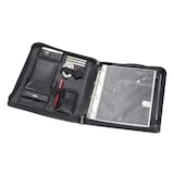 thumbnail of Alassio Konferenzmappe A4 Leder schwarz Businessmappe Ringbuchmappe Schreibmappe mit Klemmbrett und Ringmechanik 30072