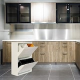 thumbnail of WellHome - Metalen vuilnis- en recyclebak met 4 compartimenten van 68L (4x17L), kleur Matwit - 60x25x92 cm