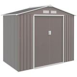 thumbnail of Outsunny caseta de jardín 213x130x185 cm cobertizo metálico de exterior para almacenamiento de herramientas con 2 puertas correderas y 4 ventanas gris