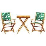 thumbnail of vidaXL 3-tlg. Bistro-Set Blattmuster Stoff und Massivholz