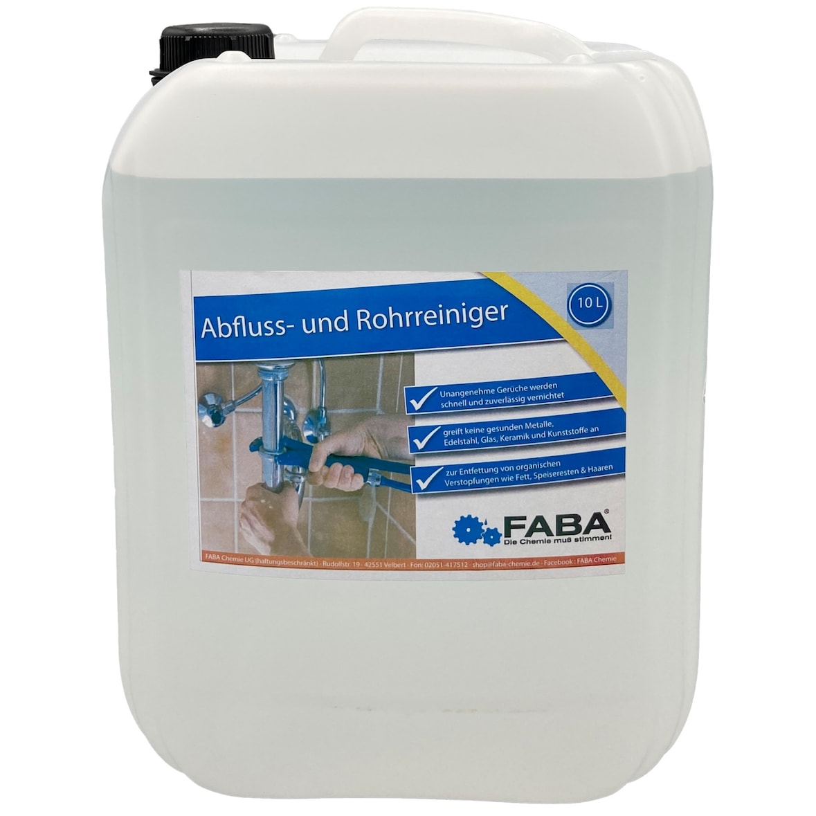 Abflussfrei, Abflussreiniger, hochwirksam, sehr stark 10 Liter