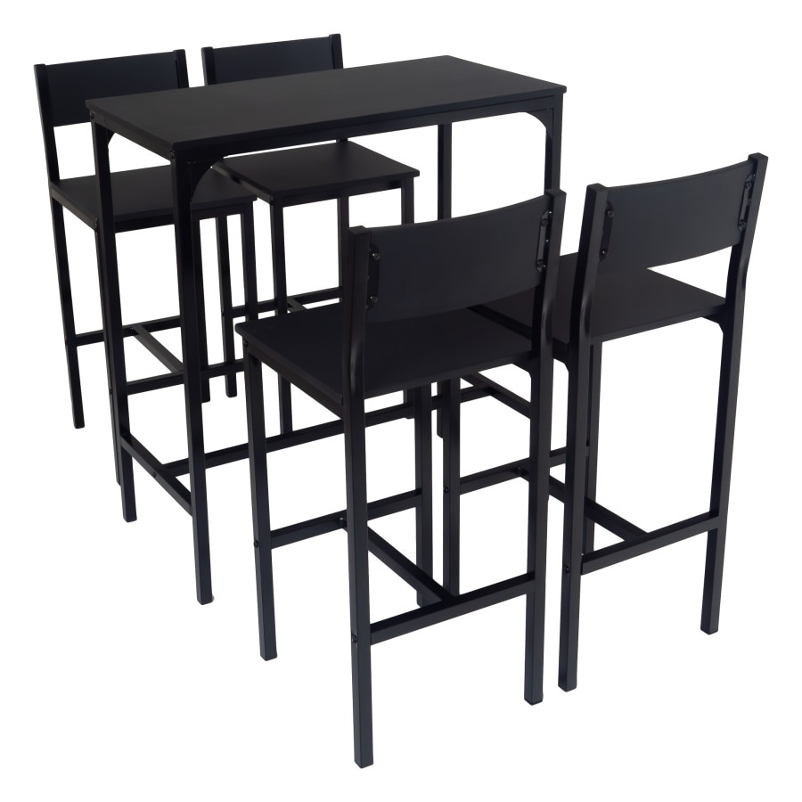 Bartisch-Set mit 4 Hockern SCHWARZ LIGNANO von Yelloo