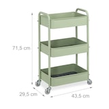 thumbnail of Relaxdays Rollwagen, 3 Etagen, Servierwagen, Küchenwagen Bad & Büro, Rollregal, 71,5x43,5x29,5 cm, Bastelwagen, grün