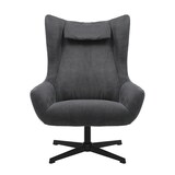 thumbnail of SalesFever Sessel und Hocker Set | mit Drehfunktion | Bezug Cord-Stoff | Beine Metall | B 82 x T 85 x H 106 cm | grau – schwarz