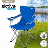 thumbnail of Silla plegable camping con posavasos azul Aktive