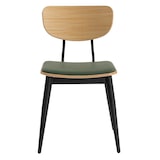 thumbnail of Gastro Holzstuhl Arvo Grün gepolstert | Sitzschale Eiche HPL | Stahlgestell