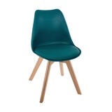 thumbnail of Chaise de table Assise Bleu et Pieds en Bois de Hêtre