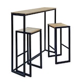 thumbnail of Conjunto Mesa Alta Eco-Line 118x30x110cm y 2 taburetes Negro en madera maciza de pino acabado envejecido estilo Industrial Box Furniture