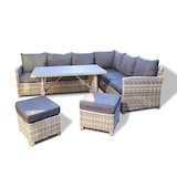 thumbnail of HOME DELUXE - Polyrattan Sitzgruppe BAHIA- inkl. Hocker, Tisch mit Glasplatte und Sitzpolster I Loungemöbel, Outdoor Sofa, Garten- & Balkonmöbel
