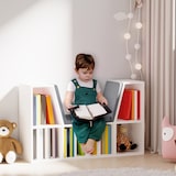 thumbnail of HOMCOM librería con asiento estantería de libros con 6 cubos estantería infantil con cojín 102x30x61cm blanco y gris