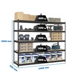 thumbnail of SimonRack Industrieregal, 2000x2400x600 mm, 400 kg am Biegepunkt, 5 Holzböden, Garagenregal, Anthrazit/Holz- Simonforte