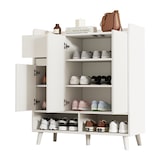 thumbnail of Schuhschrank Kommode 90x35x99 cm Weiß mit verstellbaren Regalböden, Massivholzbeinen, moderner Home Organizer, Flur & Wohnzimmer