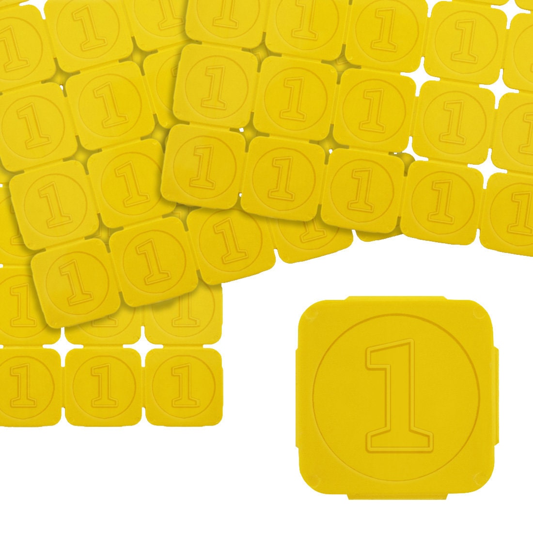 CombiCraft plastic breekmunten met getal 1 in geel - per 1000 munten