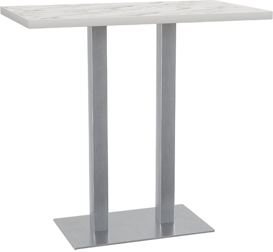 Gastro Stehtisch 110x60 cm | Marmor Weiß | Edelstahl Gestell