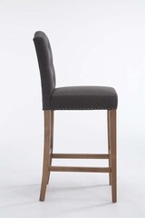 thumbnail of Barhocker LIKEL - Stoff Dunkelgrau 42x57x113 cm Braun | Barstuhl Mit Lehne Tresenhocker Tresenstuhl Kneipenhocker Kneipenstuhl