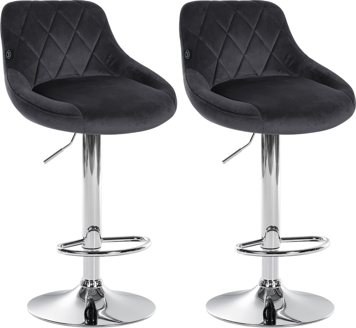 2er Set Barhocker Lazio Samt dunkelgrau/chrom