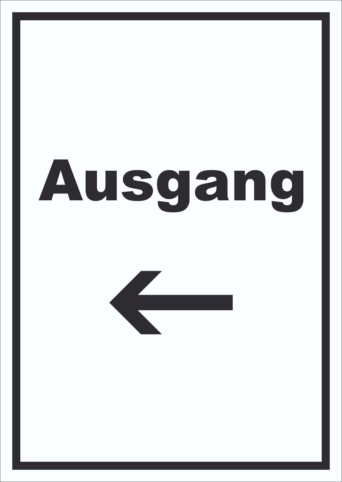 Ausgang Schild mit Text und Richtungspfeil links Exit Schluss hochkant A1 (594x841mm)