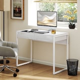 thumbnail of HOMCOM Scrivania Moderna con 2 Cassetti 100x50x75cm Bianco Lucido