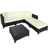 thumbnail of tectake Conjunto de descanso de ratán con estructura de aluminio, incluyendo fundas en 2 colores  Negro