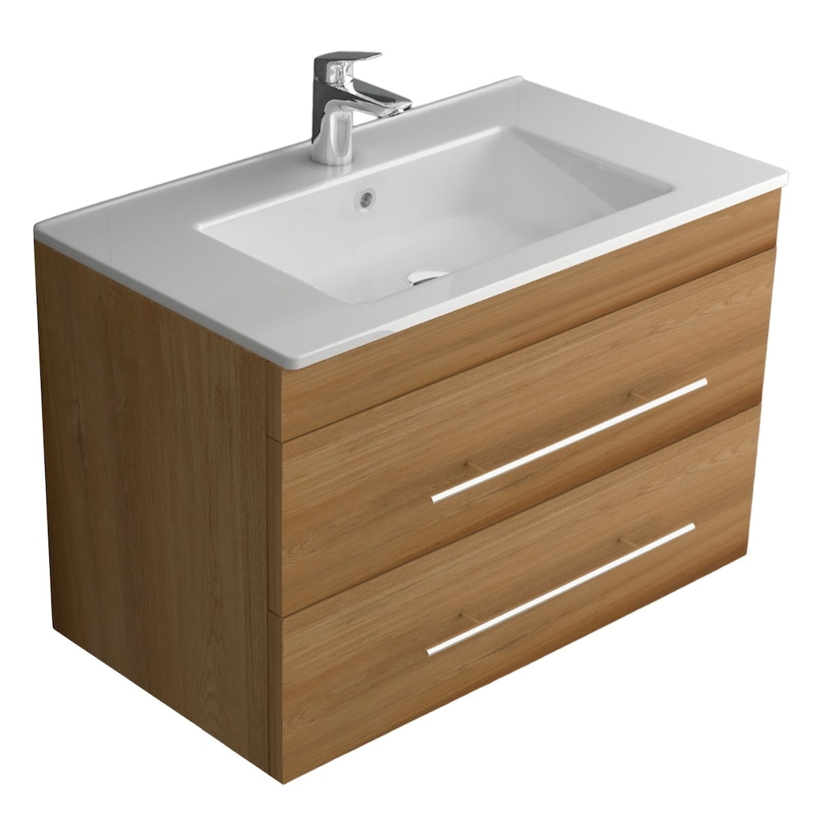 Alpenberger Waschtisch mit Unterschrank | Badmöbel Set Keramik Waschbecken | Waschbeckenunterschrank Vormontiert | Waschplatz mit SoftClose Schubladen