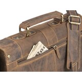 thumbnail of Greenburry Aktentasche Leder 2 Fächer Lehrertasche Schultasche Vintage braun antik 38x30cm Tragegriff und Schultergurt
