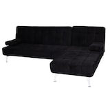 thumbnail of Schlafsofa HWC-K22, Couch Ecksofa Sofa, Liegefläche links/rechts Schlaffunktion 236cm ~ Samt schwarz