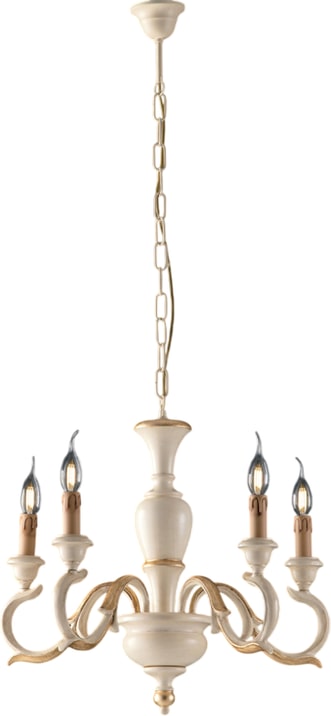 Bonetti Illumina -  Fiorenza - Kronleuchter aus Elfenbeinholz und Blattgold 5 Lichter 110 - Ø50 - BL172-5-AV