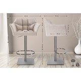 thumbnail of Banco de bar Damaso com revestimento em tecido marfim/aço inoxidável