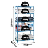 thumbnail of SimonRack Étagères et Rayonnage 2000x1200x500 mm, 5 Niveaux, Tablettes en Bois, Structure Acier, 200 kg par Niveau, Bleu/Bois – Maderclick
