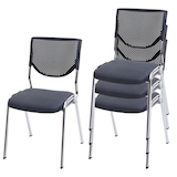 thumbnail of Juego de 4 sillas de visita T401, silla de conferencia apilable, tela/textil ~ asiento gris oscuro, patas cromadas