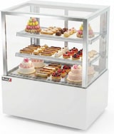 thumbnail of Romux® Kühlvitrine für Konditorei Quadratisch Standgerät 2 Böden Weiß 640 Liter Umluftkühlung | Kühlvitrine Gerade Glasscheiben