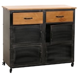 thumbnail of Cómoda HWC-N28, mueble, ruedas 2 cajones, estructura 3D metal industrial retro madera 90x100x40cm ~ negro, natural