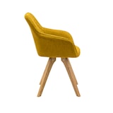 thumbnail of SalesFever Ensemble de 2 chaises rembourrées avec accoudoirs|Housse textile|Cadre chêne massif|Matelassage losanges dans la zone arrière|jaune curry