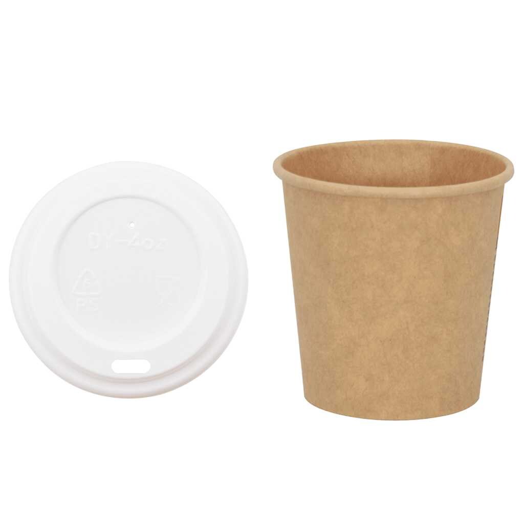 DELUKE® Pappbecher Braun 1000 Stück Mit Deckel - 100ml Einwegbecher Getränkebecher Pappe Becher Einweg Kaffeebecher Teebecher Partybecher
