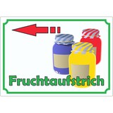 thumbnail of Fruchtaufstrich Marmelade Werbeaufkleber mit Pfeil nach links Hofladen Verkaufsförderung A8 (52x74mm)