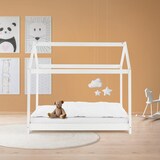 thumbnail of ML-Design Kinderbett 70x140 cm Weiß mit Dach & Lattenrost, Hausbett aus massivem Kiefernholz, Kinderhaus Bodenbett Spielbett Jugendbett Bettenhaus