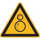 thumbnail of Warnschild, Warnung vor gegenläufigen Rollen W025 - ASR A1.3 (DIN EN ISO 7010) - 200 mm Folie selbstklebend