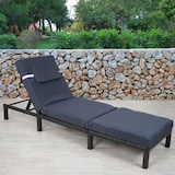 thumbnail of Poly-Rattan Sonnenliege HWC-A51, Relaxliege Gartenliege Liege ~ Premium anthrazit, Kissen grau