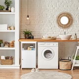 thumbnail of Relaxdays Badschrank, 3 Fächer, Lamellentür, HxBxT: 83 x 45 x 30 cm, schmal, Schränkchen für Bad, Küche und Flur, weiß