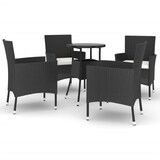 thumbnail of vidaXL 5-tlg. Garten-Bistro-Set mit Kissen Schwarz Poly Rattan