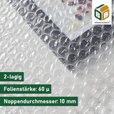thumbnail of 3 x Luftpolsterfolie (1,0 x 100 m) 2-lagig 60 my Schutzfolie Noppen Versandfolie Polster Verpacken Knallfolie Transport BB-Verpackungen