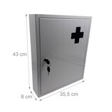 thumbnail of Relaxdays Medizinschrank, abschließbar, 5 Fächer, HxBxT: 43 x 35,5 x 8 cm, für Medikamente, Arzneischrank, weiß/ grau