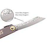 thumbnail of Couteau de Poche Pliant Higonokami Warikomi Manche Cuir Gris Nagao Kanekoma