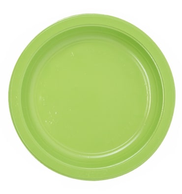 MONOUSO - Prato Plástico PS Reutilizável Raso Verde Lima Ø220mm (25 Uds)