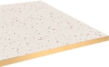 thumbnail of Restootab - Tischplatte 110x70 Dekor Terrazzo cassata Kanten messingfarben