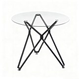 thumbnail of Esstisch rund Glas Schwarz 90x90x78 cm mit Hartglasplatte und Metallbeinen, minimalistisches Design, verstellbare Füße, für Küche
