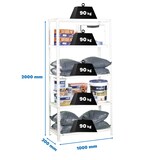 thumbnail of PROREGAL Schraubregal PANDA TALL | HxBxT 200x110x30cm | 5 Fachböden | Fachlast 90kg | Weiß | Regal Standregal Aufbewahrungsregal