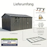 thumbnail of Gerätehaus XXXL – verzinktes Metall in Anthrazit (RAL 7016) | Inkl. Schloss & Werkzeughaken | wetterfester Geräteschuppen, Gartenhaus