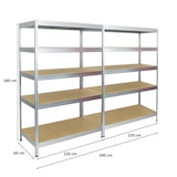 thumbnail of PROREGAL Mega Deal 2x Étagère charge lourde RIVET | HxLxP 180x120x60cm | 250kg par niveau | Galvanisé | Lot d'étagères robustes de Garage Atelier
